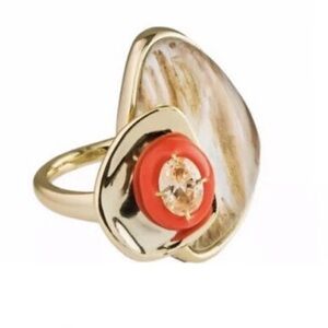 Alexis Bittar | Wood Grain Lucite, Stone, Enamel Ring